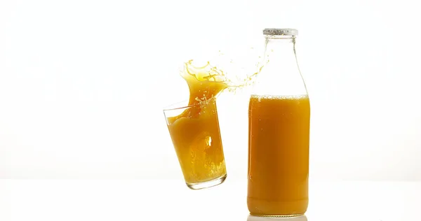Glass Bottle Orange White Background — Stock Photo, Image