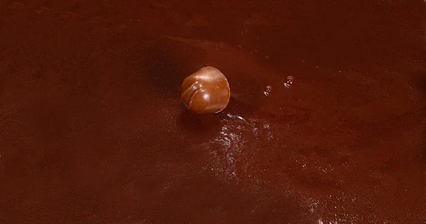 Chocolate Cayendo Leche Chocolate — Foto de Stock