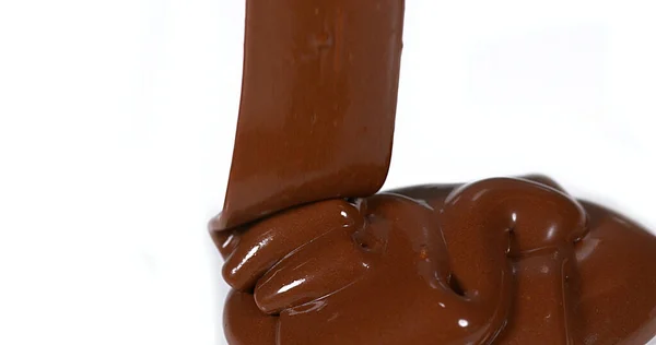 Chocolate Flowing White Background — Stock Photo, Image
