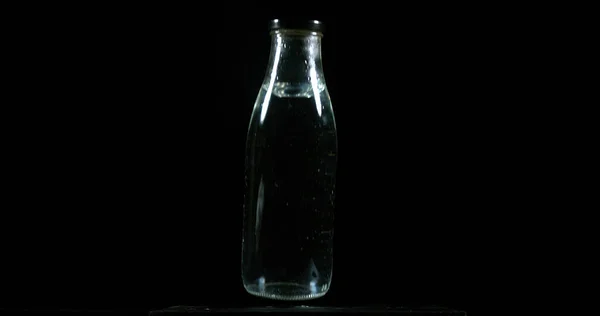 Bottle Falling Black Background — Stock Photo, Image