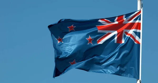 Zéland Zászló Integetett Szél Ellen Kék — Stock Fotó