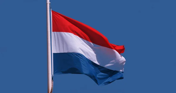 Luxembourgish Flag Waving Wind Blue Sky — Stock Photo, Image