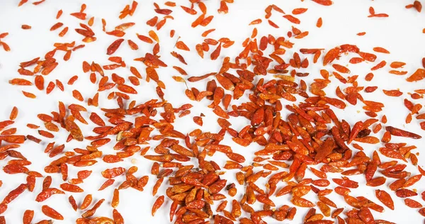 Cayenne Chili Pepper Capsicum Frutescens Spice Falling White Background — Stock Photo, Image