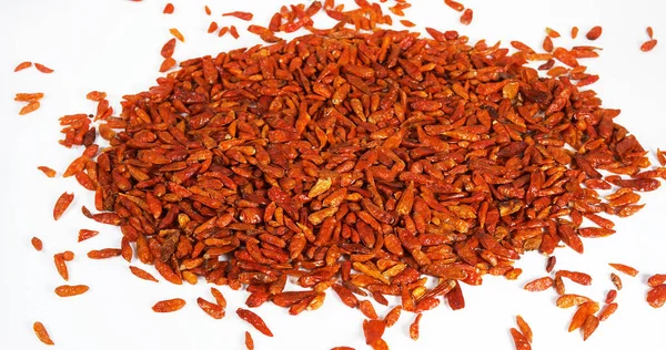 Cayenne Chili Pepper Capsicum Frutescens Spice Falling White Background — Stock Photo, Image