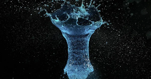Sköt Breaking Water Fylld Blå Ballong — Stockfoto