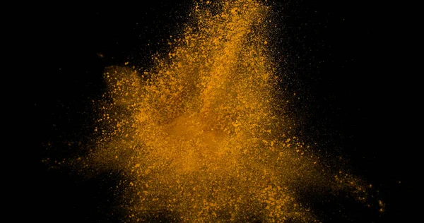 Curry Powder Falling Black Background — Stock Photo, Image