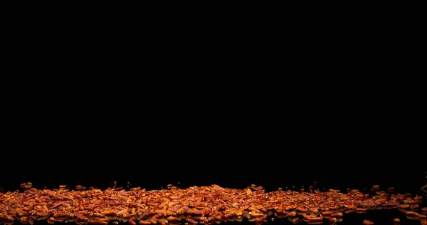 Cayenne Chili Pepper Capsicum Frutescens Spice Falling Black Background — Stock Photo, Image