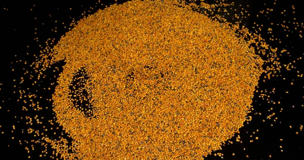 Pollen Dumplings Falling Black Background — Stock Photo, Image