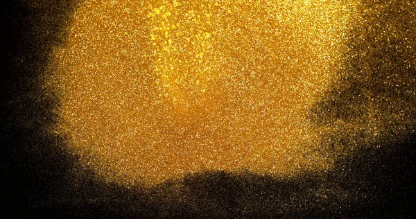 Gold Glitter Falling on Black Background