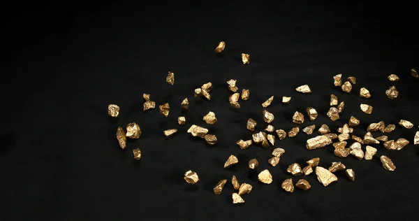 Gold Nuggets Nugget Falling Black Background — Stock Photo, Image