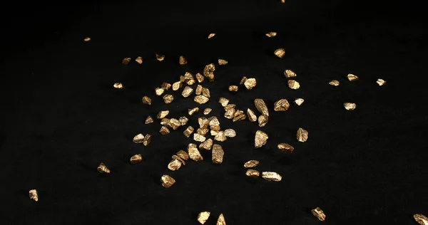 Gold Nuggets, Nugget, Falling on Black Background