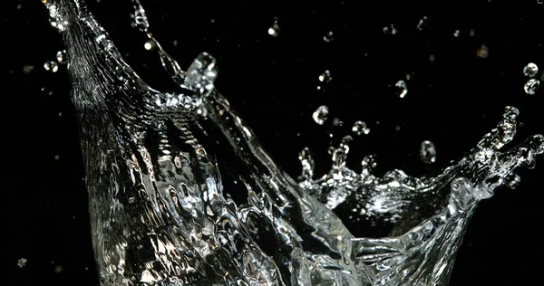 Water Exploderen Spatten Tegen Zwarte Achtergrond — Stockfoto