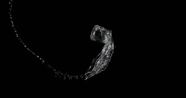 Glass Water Bouncing Splashing Black Background — Stock Photo, Image