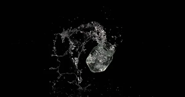 Glass Water Bouncing Splashing Black Background — Stock Photo, Image