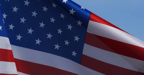 Americká Vlajka Vlnící Větru Normandie — Stock fotografie