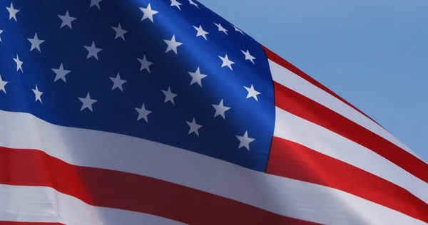 American Flag Waving Wind Normandy — Stock Photo, Image