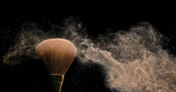 Make Brush Spreading Blush Powder Black Background Royalty Free Stock Photos