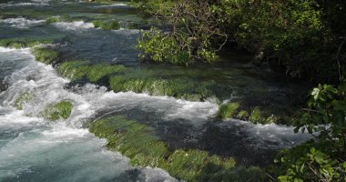 Şelale, Nehir, Krka Doğal Parkı, Hırvatistan 'ın Damaltia kentinde Sibenik yakınlarında