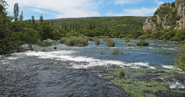 Καταρράκτης Ποταμός Φυσικό Πάρκο Krka Κοντά Στο Σίμπενικ Στη Δαμαλτιά — Φωτογραφία Αρχείου