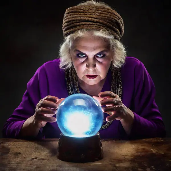 Portrait Senior Woman Crystal Ball — Fotos gratuitas