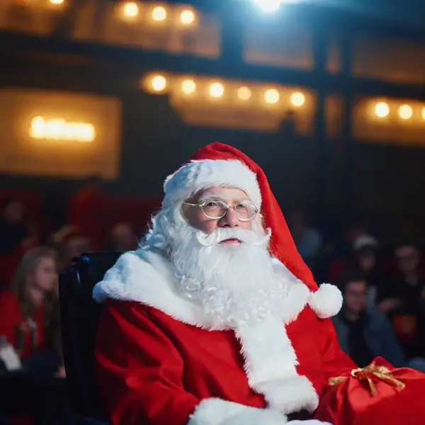 Santa Claus Watching Movie Cinema — Foto de stock gratis