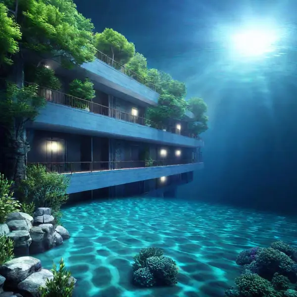 Rendering Underwater House — Ücretsiz Stok Fotoğraf
