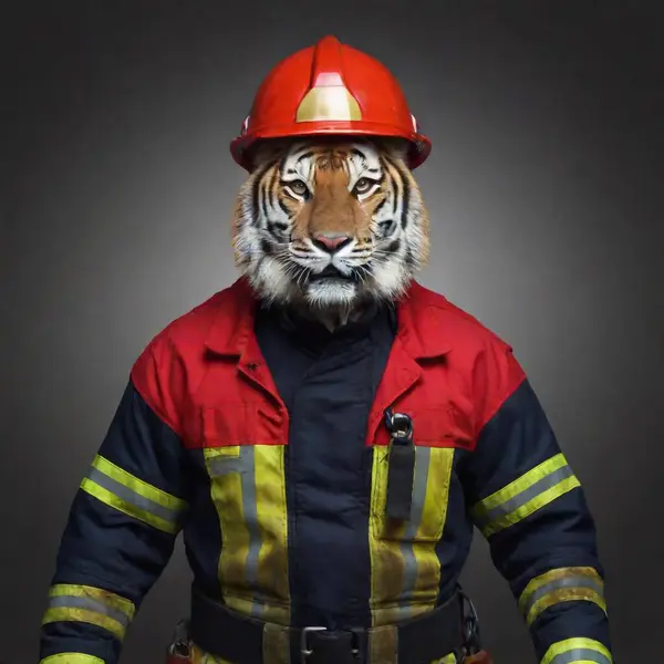 Portrait Tiger Uniform Fire Background — Foto de stock gratis