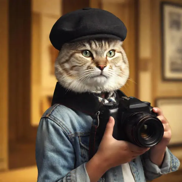 Cute Little Cat Camera — Foto de stock gratis