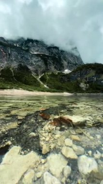 Bir dağ gölünde suyun altına dalmak, berrak su. Yüksek kalite 4k görüntü