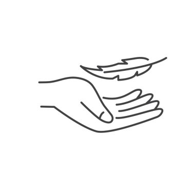 Hafif ağırlık vektör illüstrasyon konsept tasarım şablonunun tüy ve el simgesi