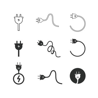 electric cord black icon set  vector design