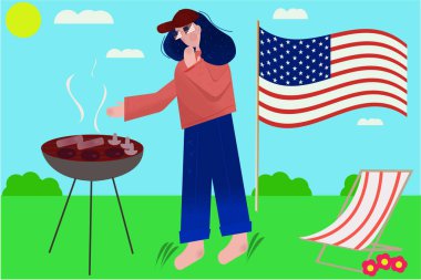 ABD Günü pikniği. vektör illüstrasyonu.