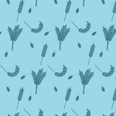 Mavi desenli ve buğday kulaklı. vektör illüstrasyonu