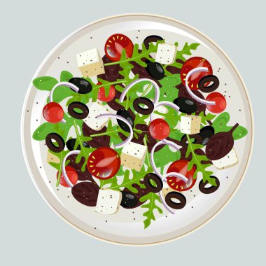 Taze Akdeniz salatası - vektör çizimi