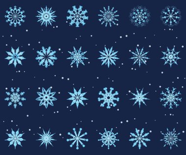 Kış Taneleri Vektör Kümesi. 24 Eşsiz Buz Tasarımı