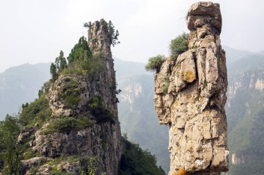 Xishuangbanna dramatik taş sütun oluşumları bereketli orman manzarası fotoğrafçılığından yükseliyor.