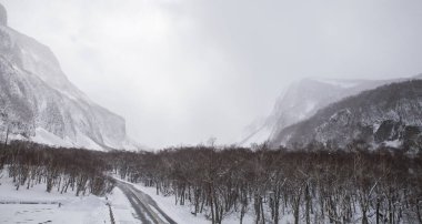 Changbai Dağ Manzarası Kış Karla Kaplandı