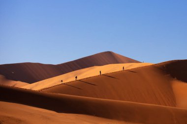 Uzak Namibya Afrika 'daki Göksel Kızıl Kum Çölü manzaraları