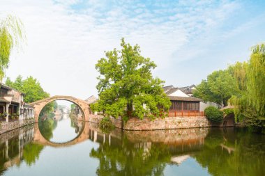 Tarihi Nanxun Su Kenti Kanal Sokakları ve Antik Mimarlık Fotoğrafı