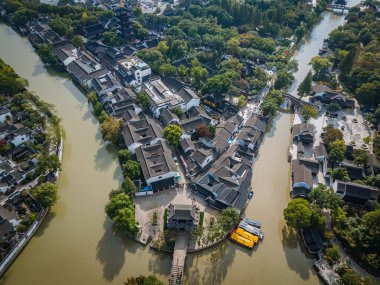 Suzhou 'daki Büyük Pekin-Hangzhou Kanalı' nın Hava Fotoğrafları