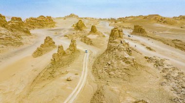 Qinghai Haixi 'nin hava görüntüsü Huanggualiang Yardang Landform