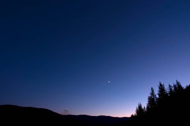 Gece Gökyüzü Manzarası Çizimi Yıldızlı Gökyüzü Sahnesi