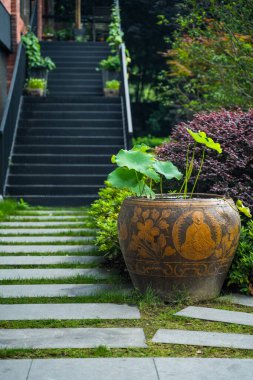 Lotus Küvetli Yeşil Adımlar Çin Biçimli Taze Estetik