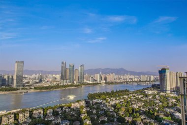 Fuzhou Riverside CBD Skyline Modern Şehir Manzarası Fotoğrafçılığı