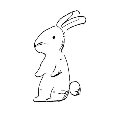 Ayakta duran tavşanın çizgi çizimi.
