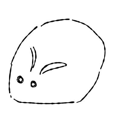 Tavşanın pirinç keki, çizim çizimi.