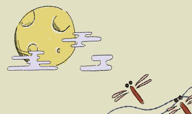 Dolunayın altında bej gökyüzünde uçan yusufçuklar..