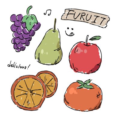 Sonbaharda toplanan bir dizi meyvenin gösterimi.