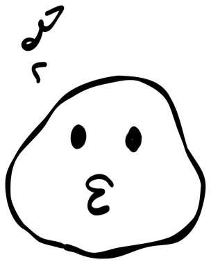 Islık ve müzik notalarını ifade eden el çizimi emojiler ve simgeler. Bu malzemeler kalem çizim tarzında çizilmiş, basit ve şirin tasarımlar içeriyor..