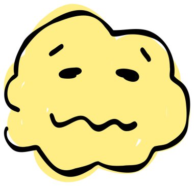 Elle çizilmiş uykulu surat emojisi. Basit ve şirin sarı tabanlı bir tasarımı var. Çeşitli sahneler için şık ve çok yönlü.